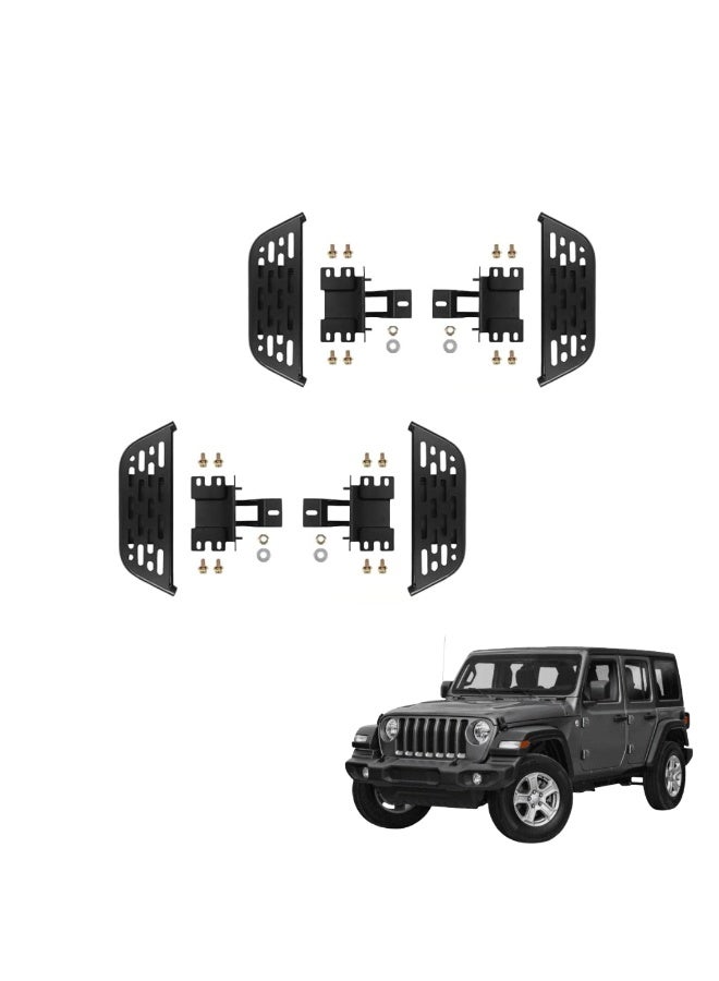 MOTOR FIT Side Steps for Jeep Wrangler JL/JLU 4 Door (2018–2025) Heavy-Duty Steel Running Boards with Anti-Slip Pads - Image 1